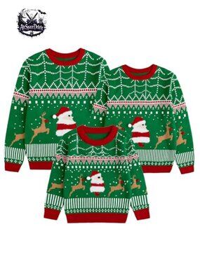 Ugly Christmas Sweater Family Matching Knit Pullover Crewneck